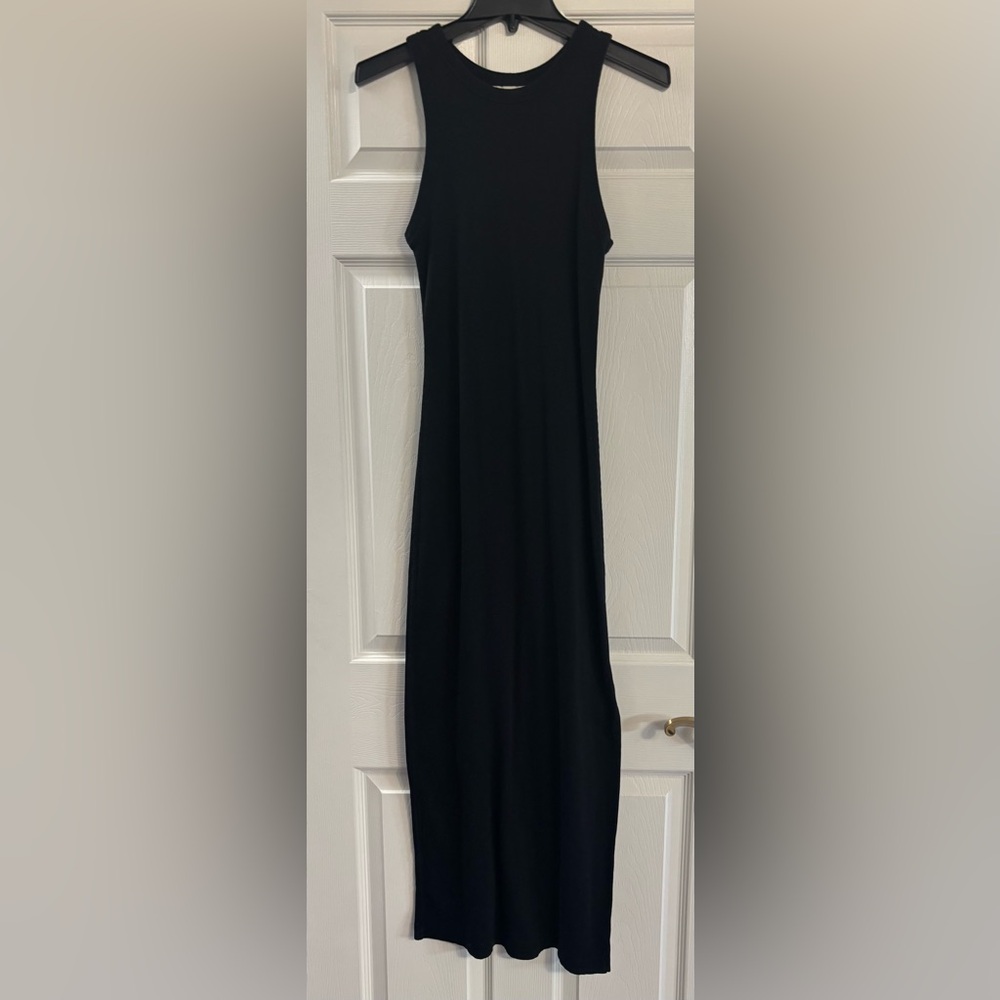 Universal Thread Black Ribbed dress with a slit on the bottom